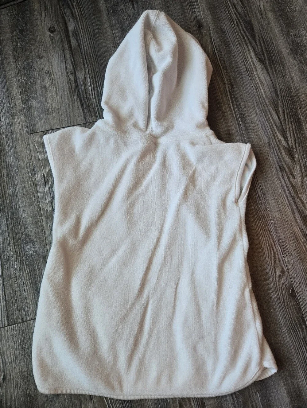 2T Girls Hooded Sleeveless Poncho Cover Up with Front Pockets - Cream